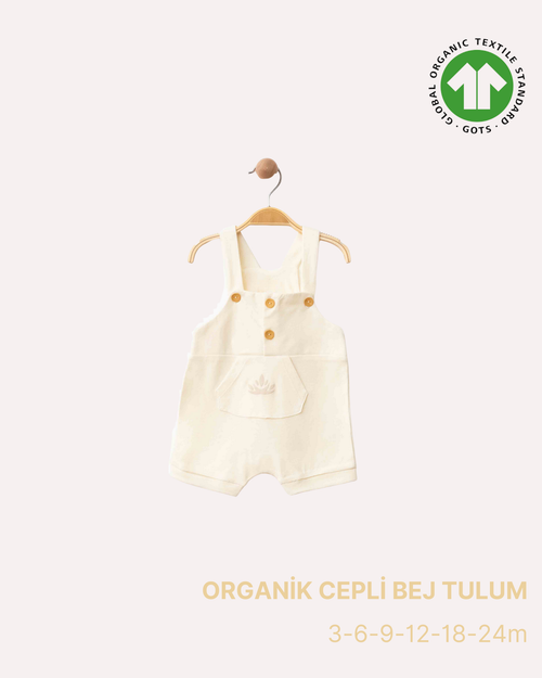 Yazlık Salopet Bej - Minnola bebek salopet takımı