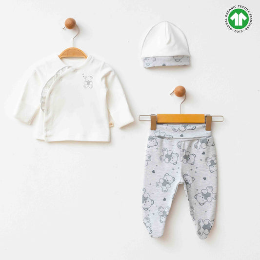 Gri 3'lü Zıbın Takım - Minnola bebek body